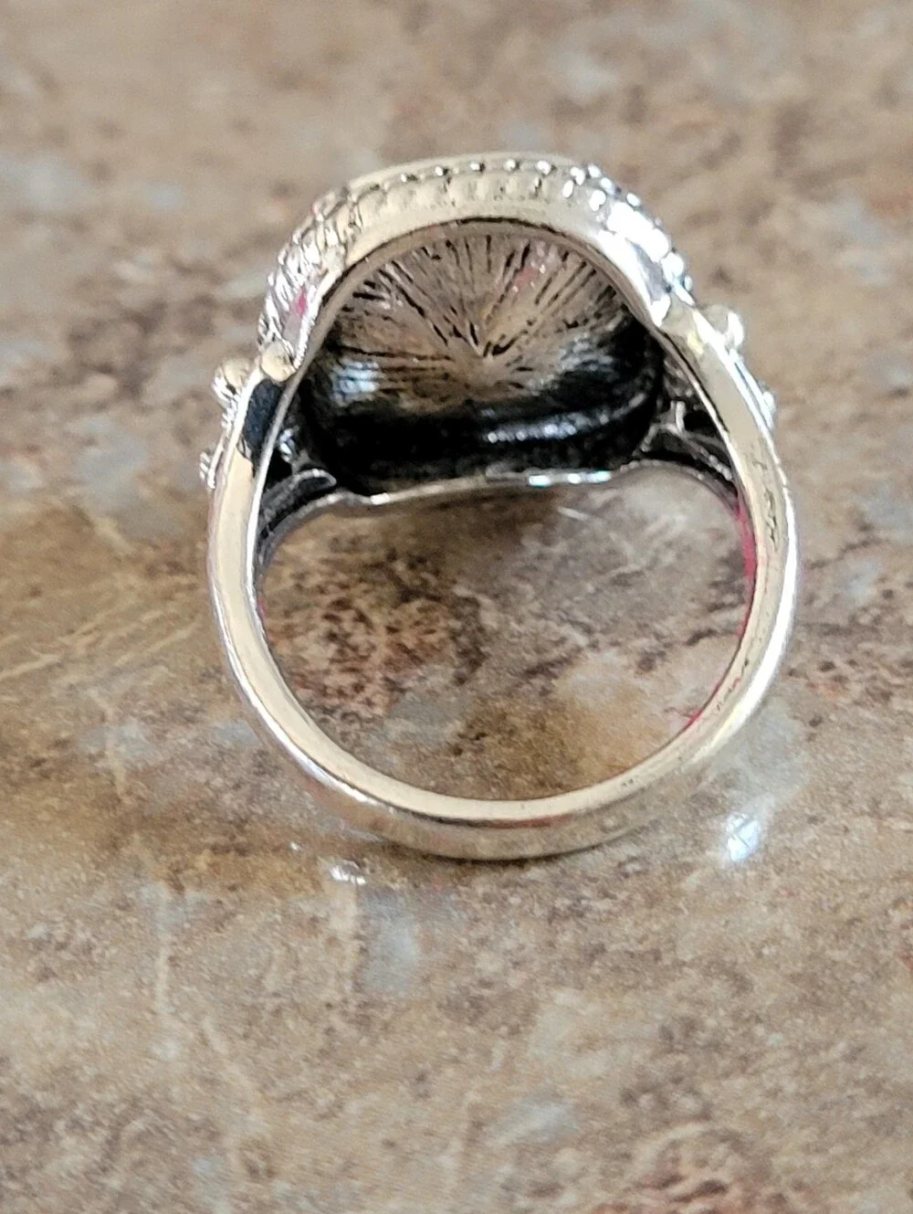 Silver-Tone Clear Blue Crystal Cocktail Ring - Size 9